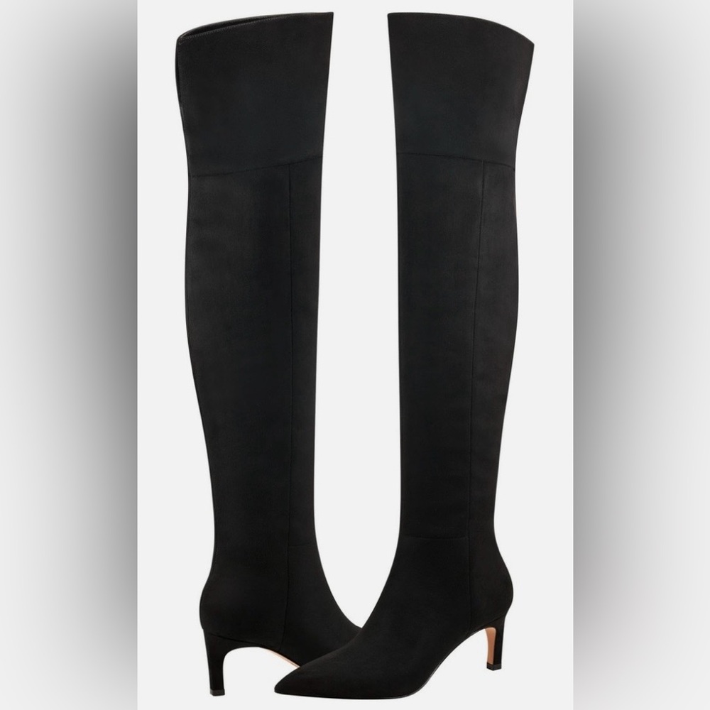 NWT  Marc Fisher Over The Knee High Heeled Boots in Vegan Black Suede size 9.5